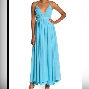 MEGHAN LA Teal Chiffon Maxi Dress Size M
